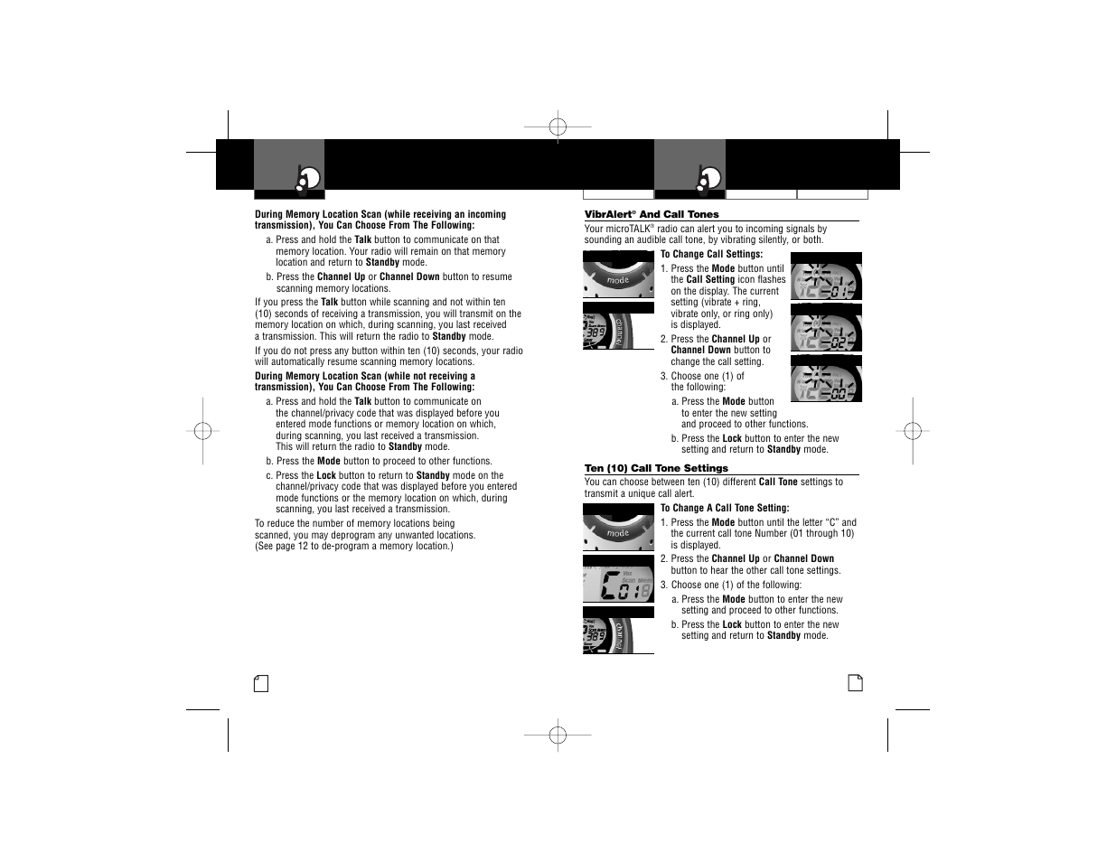 Mode functions | Cobra Electronics PR3100DX User Manual | Page 12 / 16