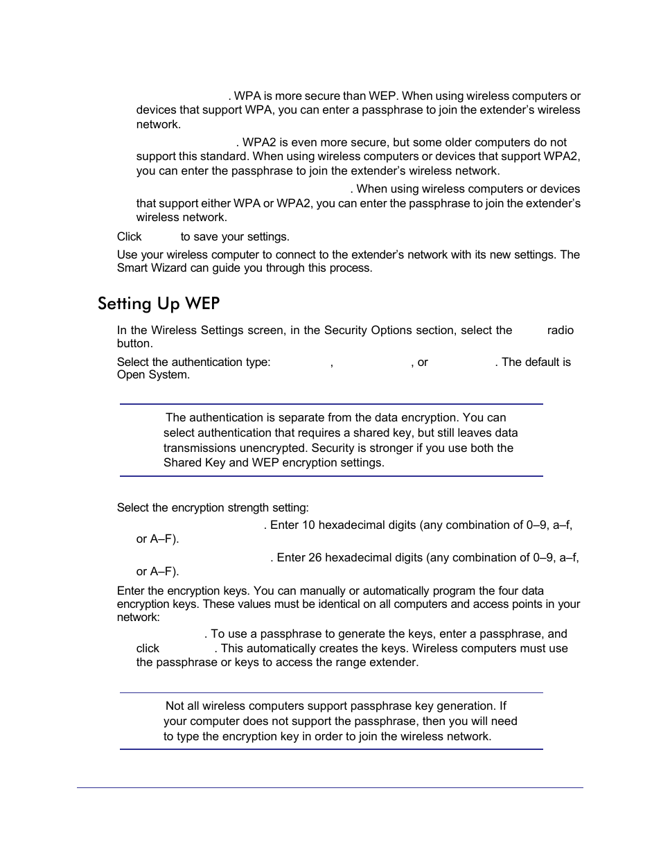 Setting up wep | NETGEAR Universal WiFi Range Extender WN2000RPT User Manual | Page 14 / 31