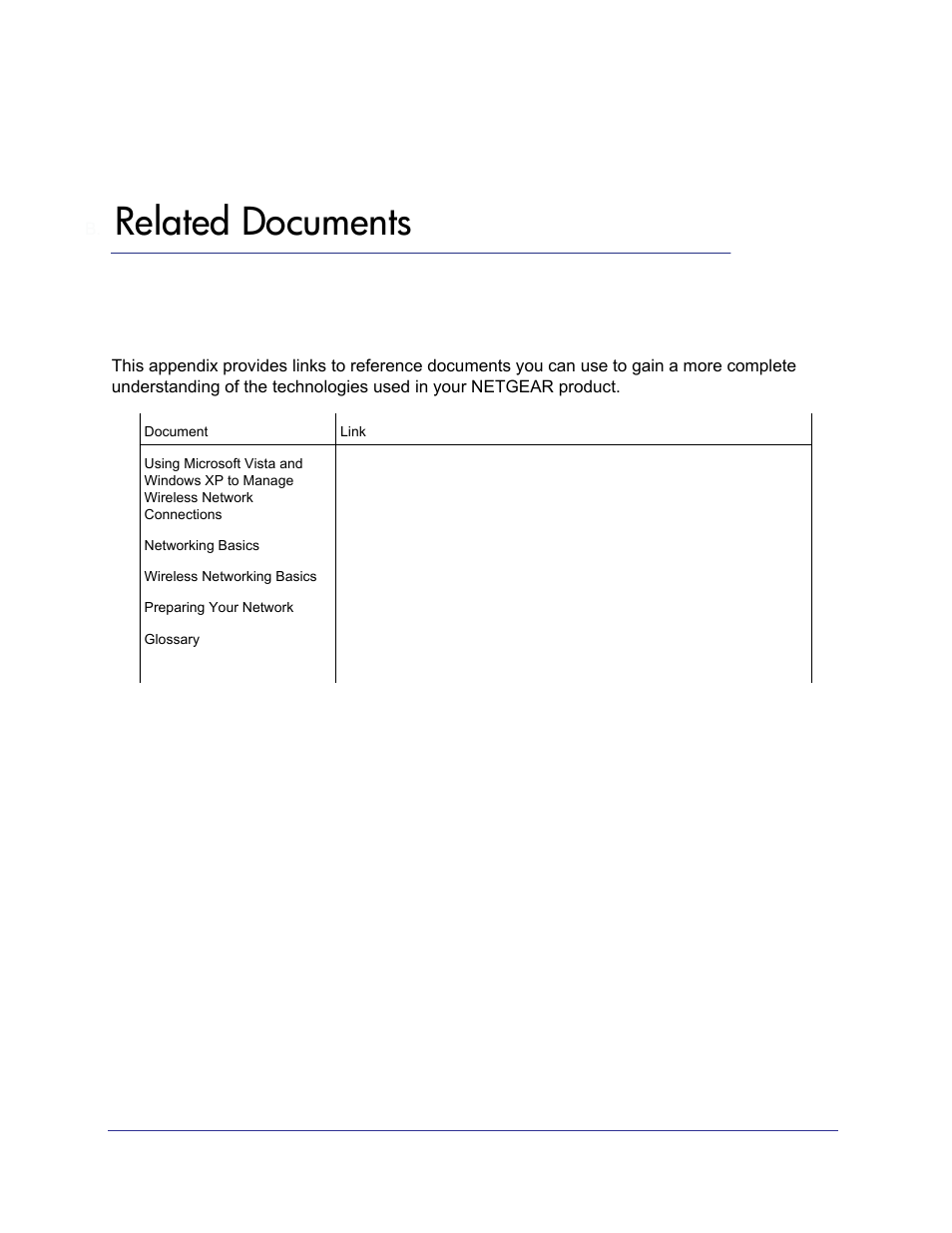 B. related documents, Appendix b, Related documents | Preparing your network, In appendix | NETGEAR Universal WiFi Range Extender WN2000RPT User Manual | Page 27 / 31