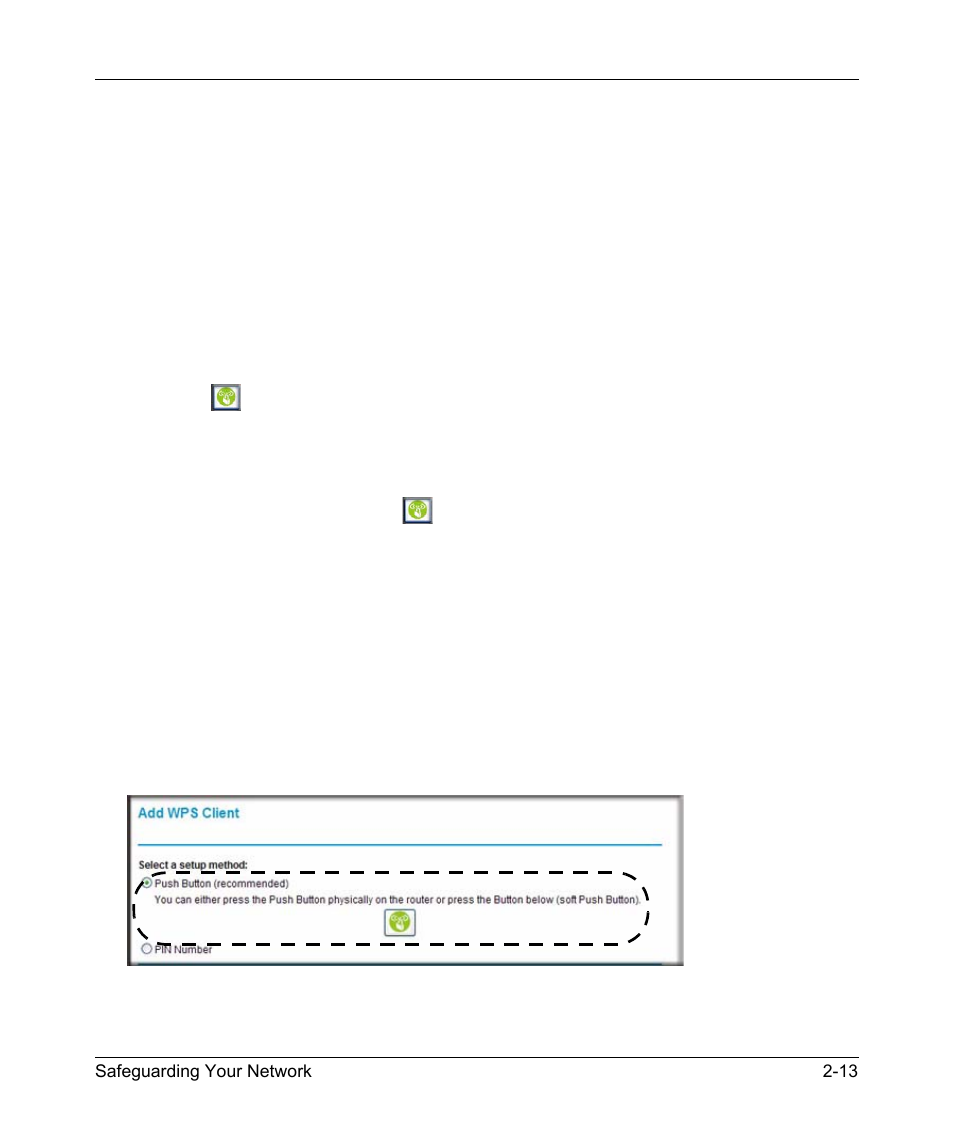 Push button configuration, Push button configuration -13 | NETGEAR N150 Wireless Router WNR1000 User Manual | Page 39 / 122