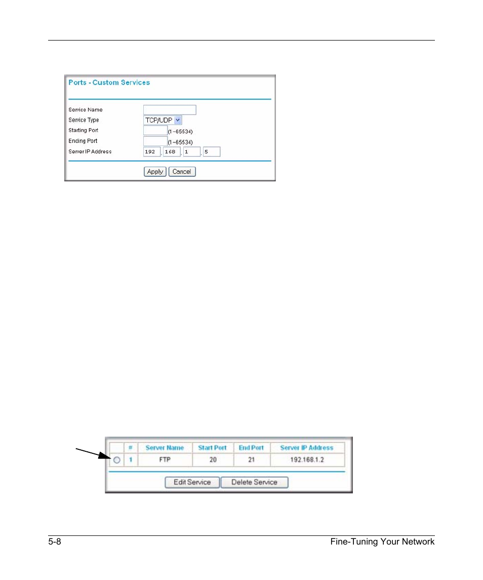 Editing or deleting a port forwarding entry, Editing or deleting a port forwarding entry -8 | NETGEAR N150 Wireless Router WNR1000 User Manual | Page 74 / 122