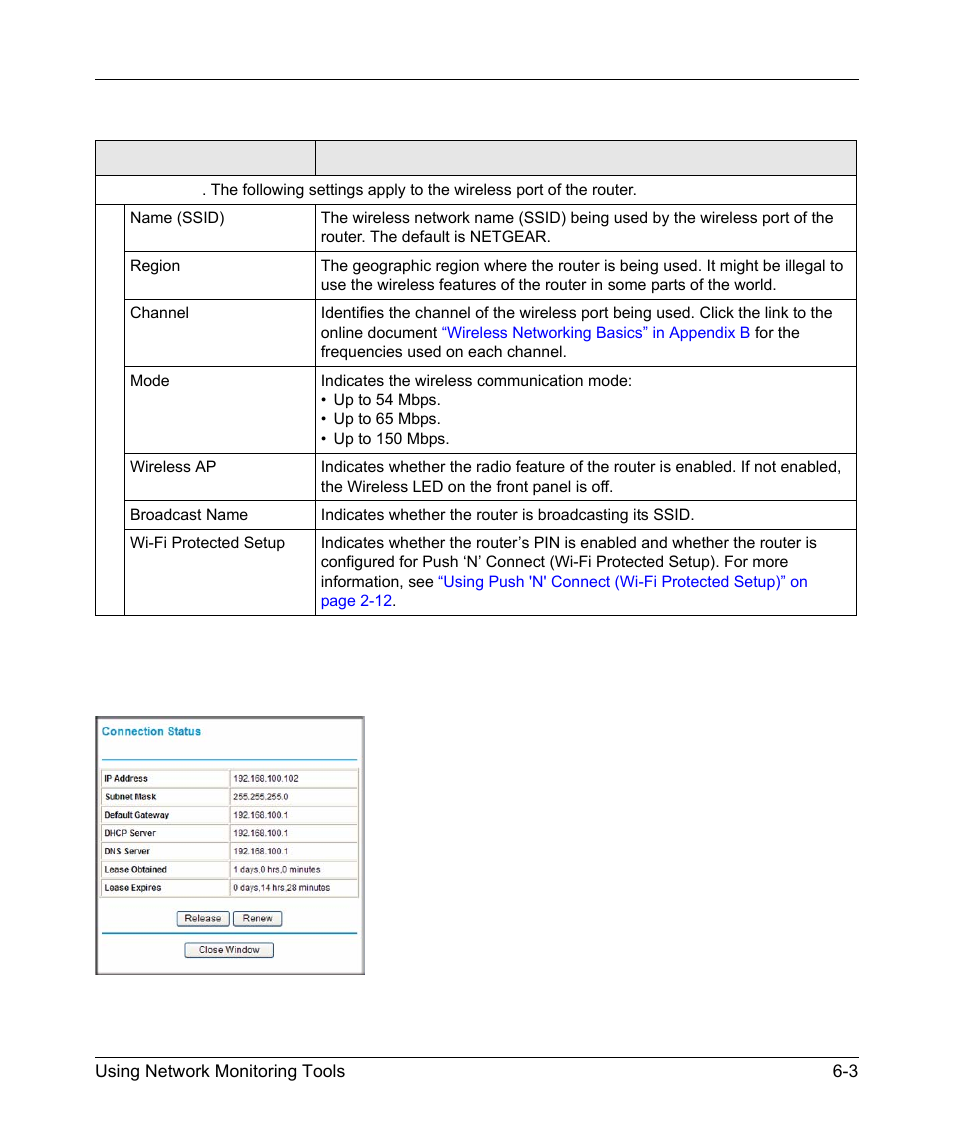 Viewing the connection status, Viewing the connection status -3 | NETGEAR N150 Wireless Router WNR1000 User Manual | Page 87 / 122