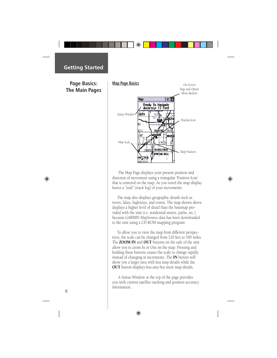 Page basics: the main pages getting started | Garmin eTrex Legend User Manual | Page 12 / 68