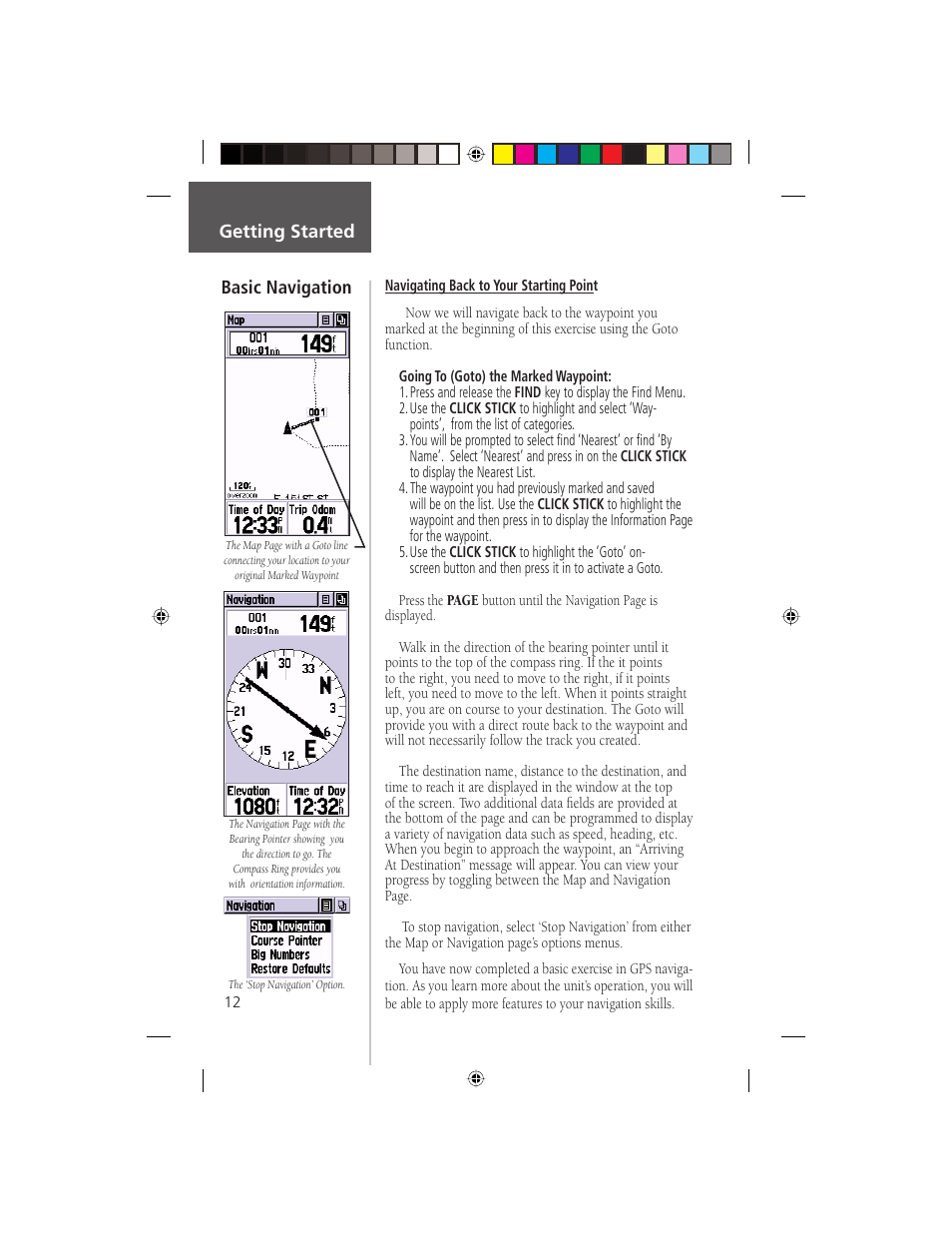 Getting started basic navigation | Garmin eTrex Legend User Manual | Page 18 / 68