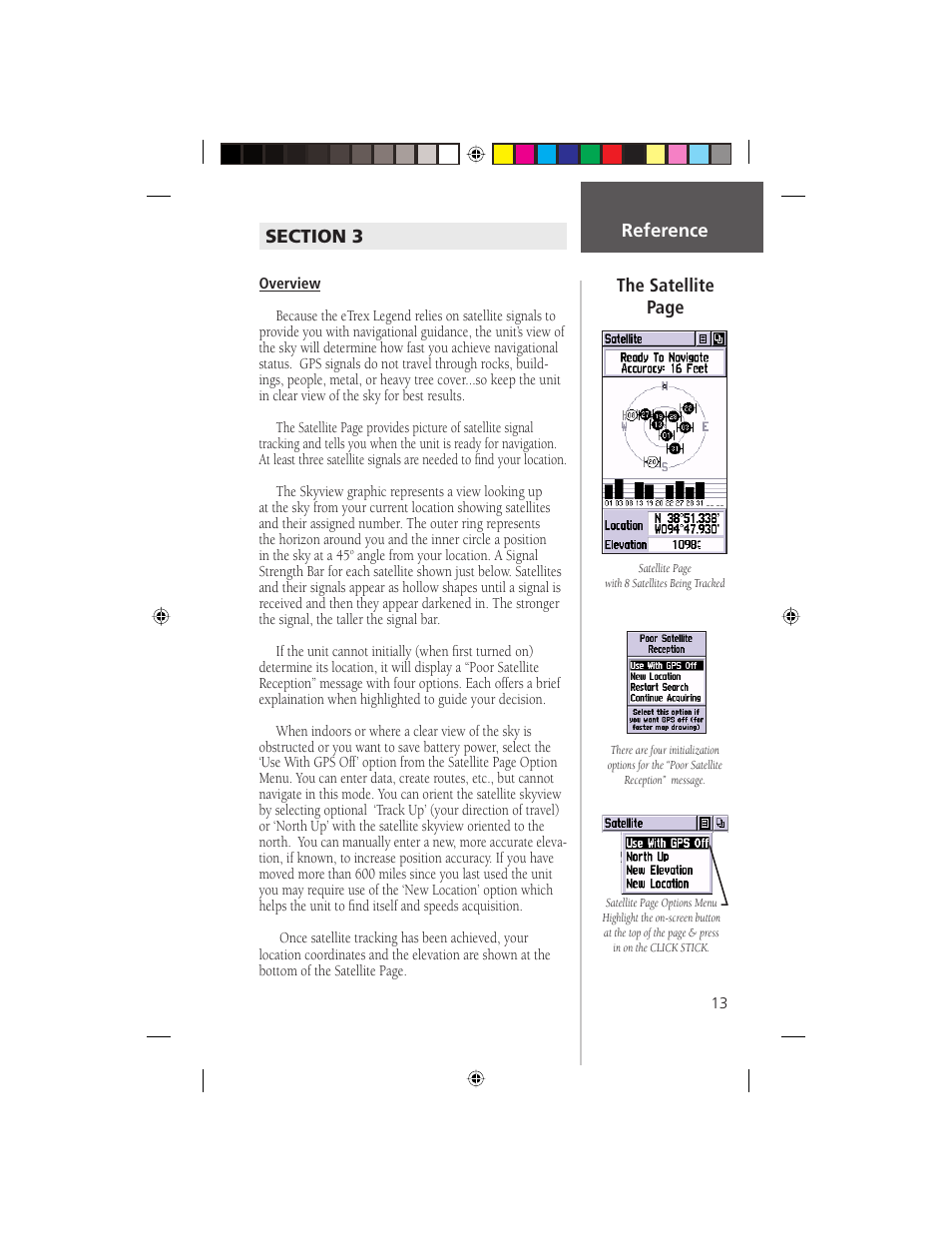 Reference the satellite page | Garmin eTrex Legend User Manual | Page 19 / 68