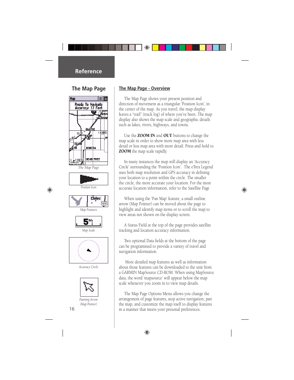 Reference the map page | Garmin eTrex Legend User Manual | Page 22 / 68
