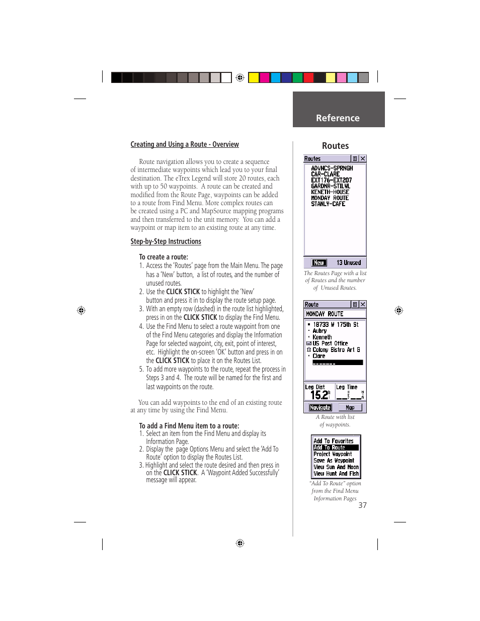 Reference routes | Garmin eTrex Legend User Manual | Page 43 / 68