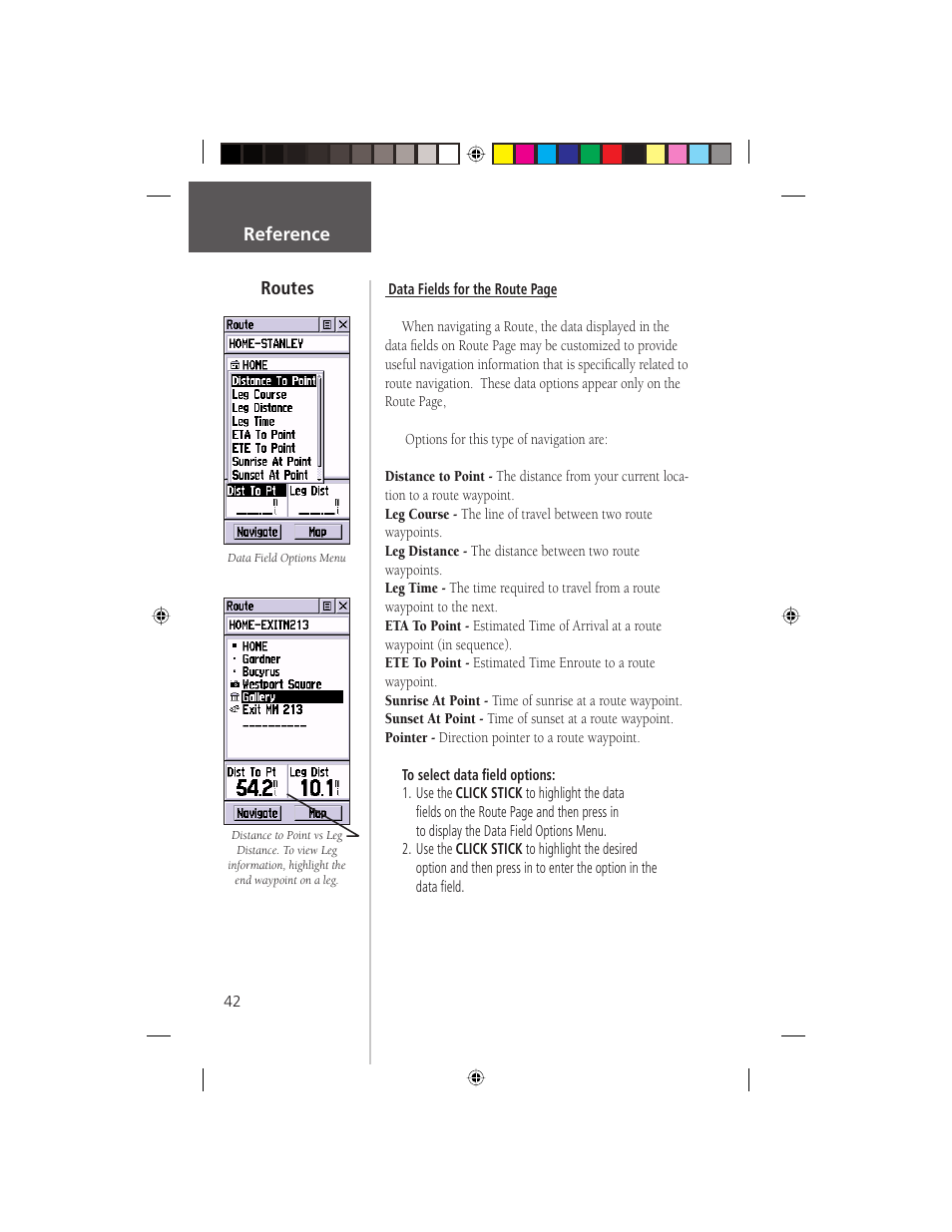 Reference, Routes | Garmin eTrex Legend User Manual | Page 48 / 68