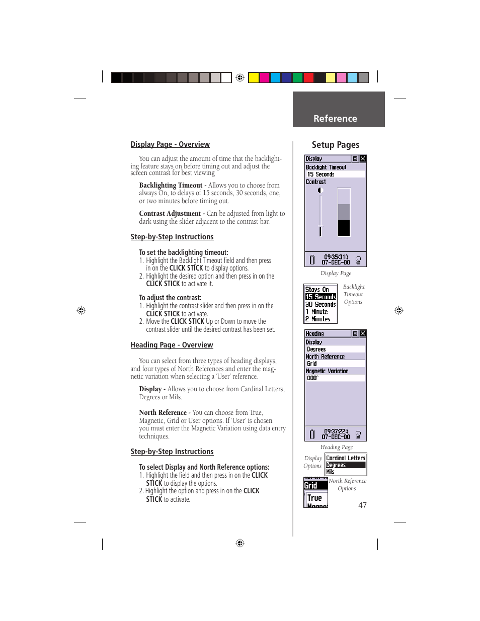 Setup pages reference | Garmin eTrex Legend User Manual | Page 53 / 68