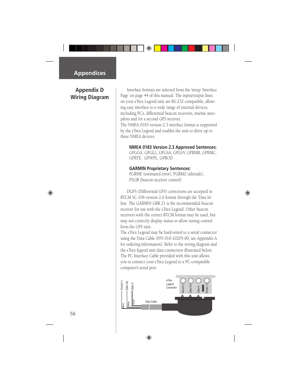Appendix d wiring diagram appendices | Garmin eTrex Legend User Manual | Page 62 / 68