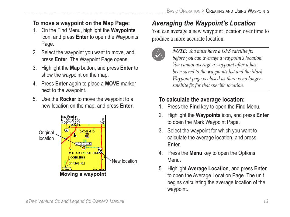 Averaging the waypoint’s location | Garmin eTrex Legend Cx User Manual | Page 23 / 96