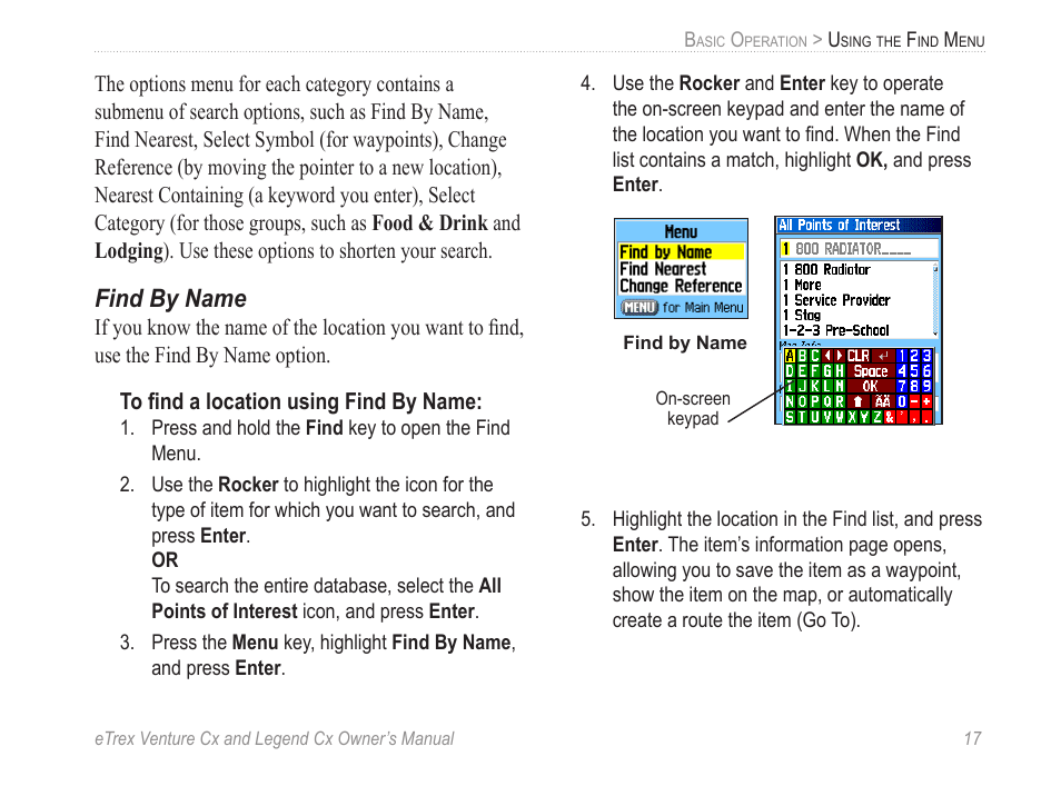 Find by name | Garmin eTrex Legend Cx User Manual | Page 27 / 96