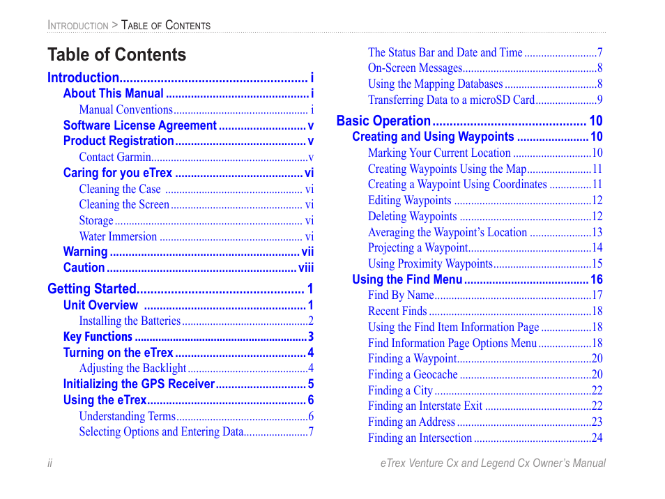Garmin eTrex Legend Cx User Manual | Page 4 / 96