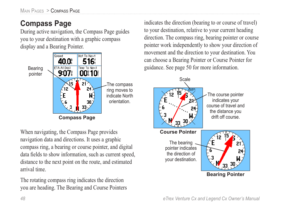 Compass page | Garmin eTrex Legend Cx User Manual | Page 58 / 96