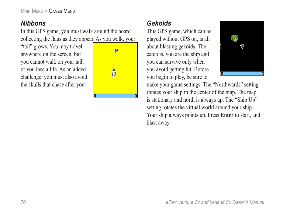 Nibbons, Gekoids | Garmin eTrex Legend Cx User Manual | Page 80 / 96