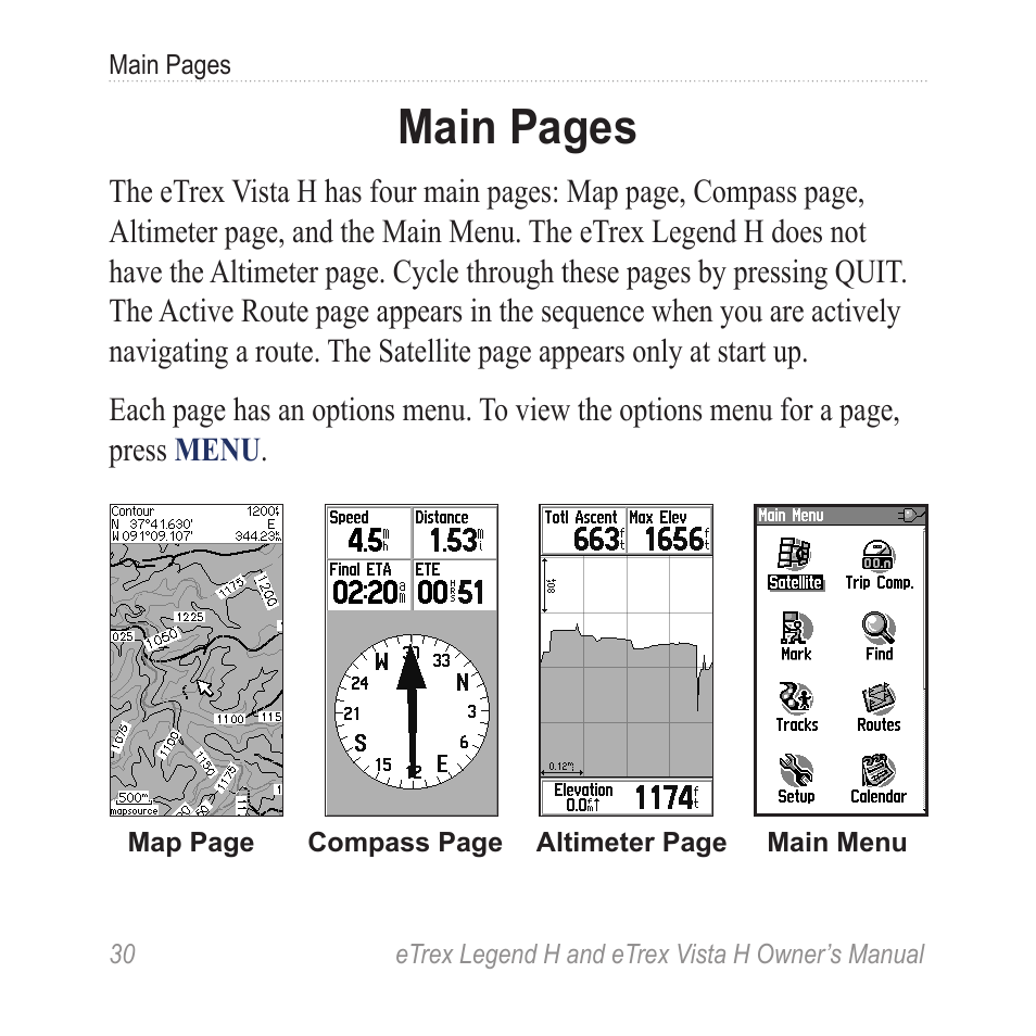 Main pages | Garmin eTrex Legend H User Manual | Page 32 / 68