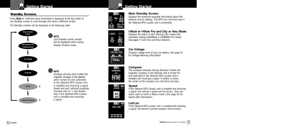 Getting started | Cobra Electronics XRS 9955 User Manual | Page 7 / 23