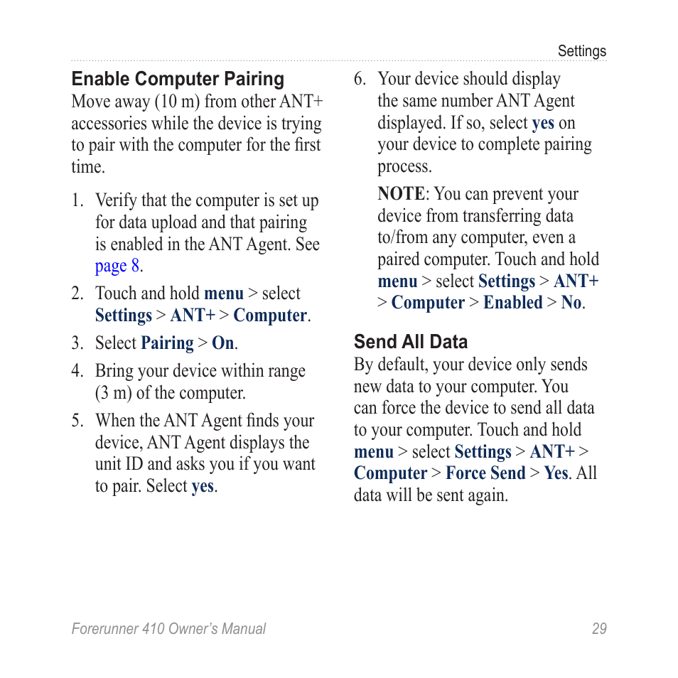 Garmin Forerunner 410 User Manual | Page 35 / 52