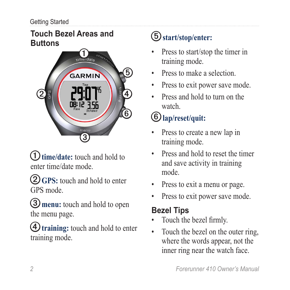 Garmin Forerunner 410 User Manual | Page 8 / 52