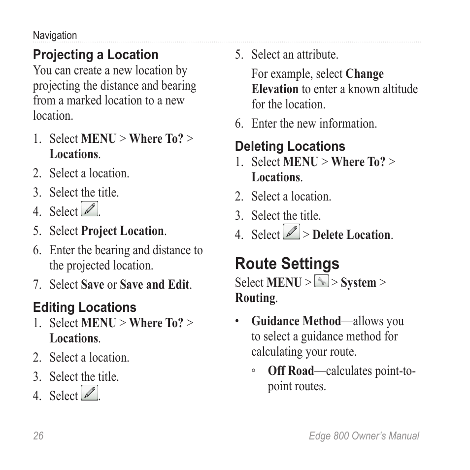 Route settings | Garmin Edge 800 User Manual | Page 30 / 60