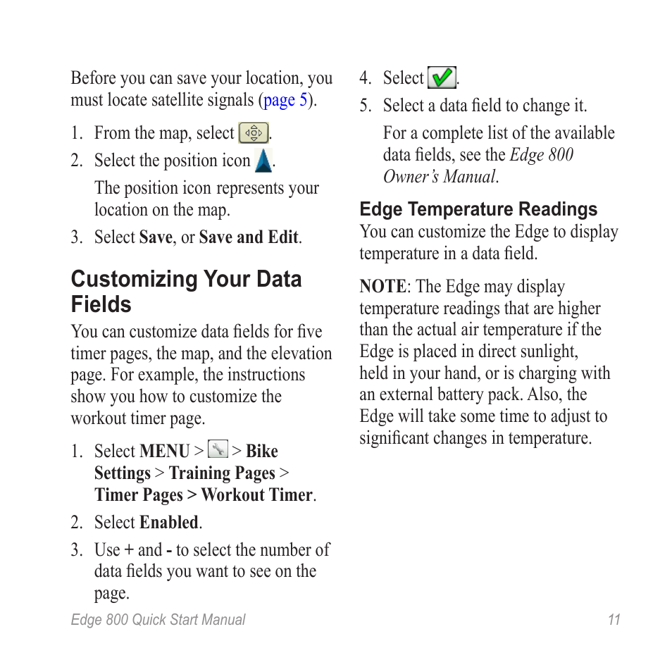 Customizing your data fields | Garmin Edge 800 User Manual | Page 13 / 16