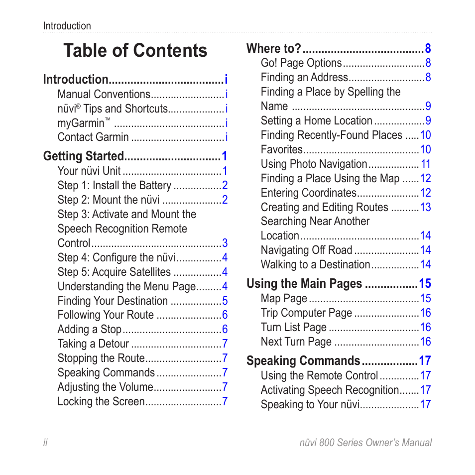 Garmin nuvi 800 User Manual | Page 4 / 76