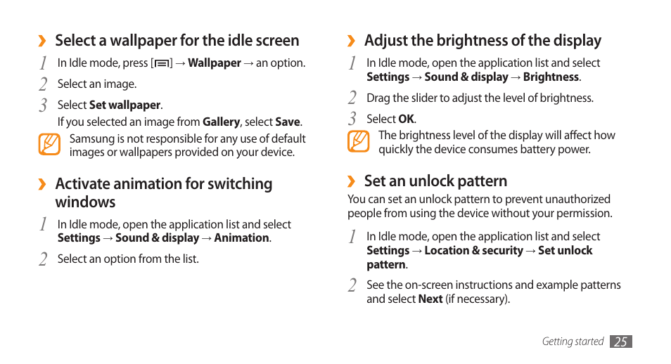 Samsung Galaxy 5 i5503 User Manual | Page 25 / 105