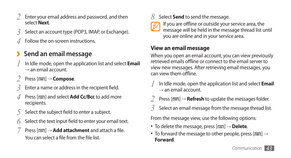 Samsung Galaxy 5 i5503 User Manual | Page 43 / 105