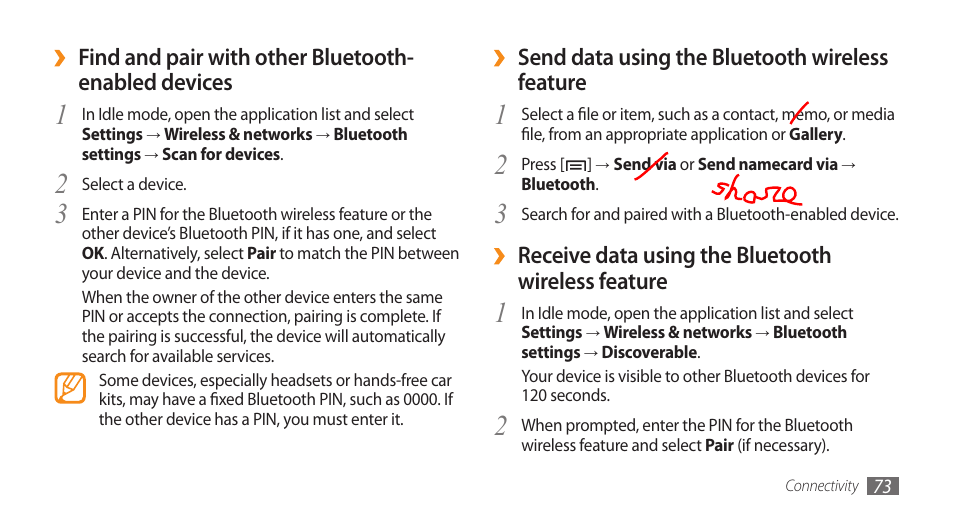 Samsung Galaxy 5 i5503 User Manual | Page 73 / 105