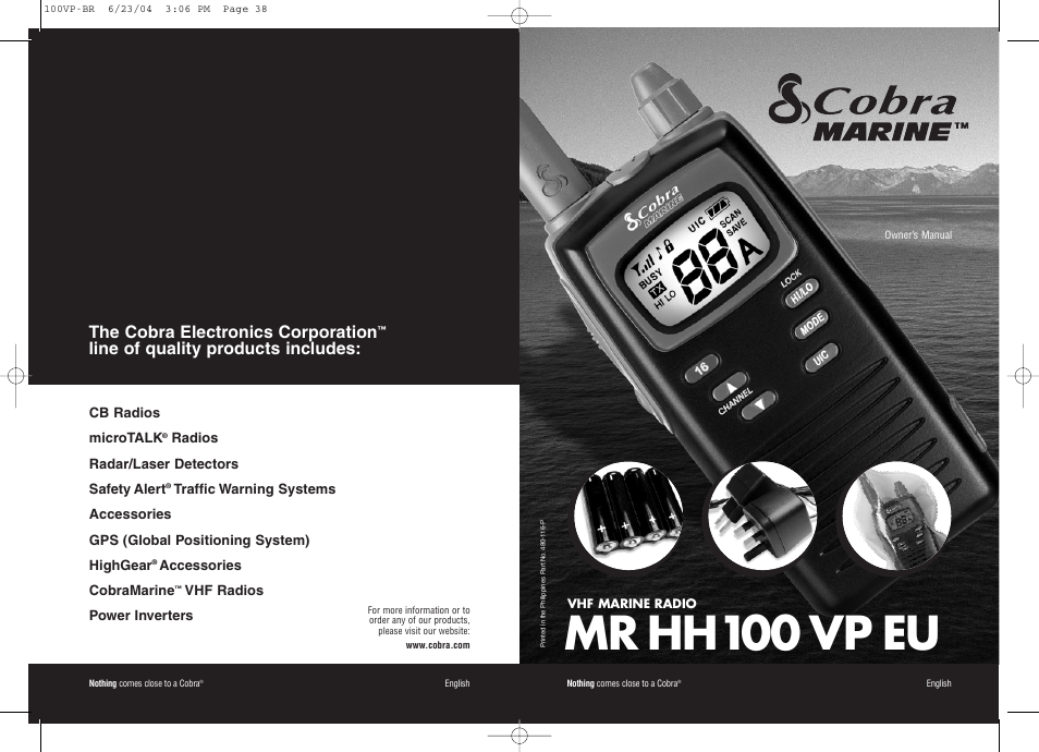 Cobra Electronics COBRAMARINE MR HH100 VP EU User Manual | 22 pages