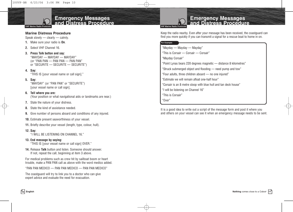 Cobra Electronics COBRAMARINE MR HH100 VP EU User Manual | Page 9 / 22