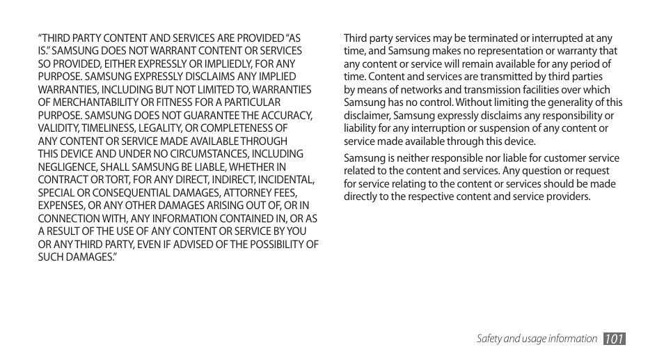 Samsung Galaxy 5 i5500 User Manual | Page 101 / 108