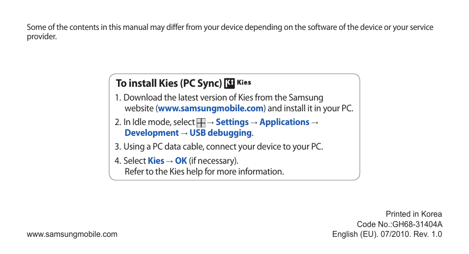 Samsung Galaxy 5 i5500 User Manual | Page 108 / 108