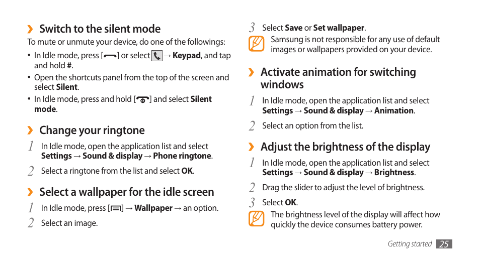 Samsung Galaxy 5 i5500 User Manual | Page 25 / 108