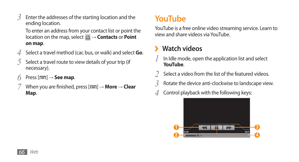 Youtube | Samsung Galaxy 5 i5500 User Manual | Page 66 / 108