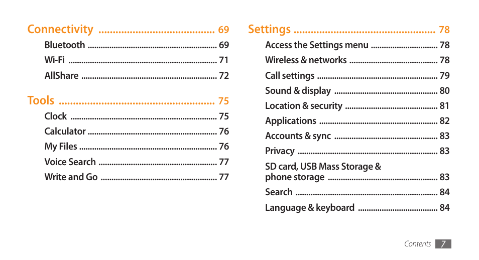 Samsung Galaxy 5 i5500 User Manual | Page 7 / 108