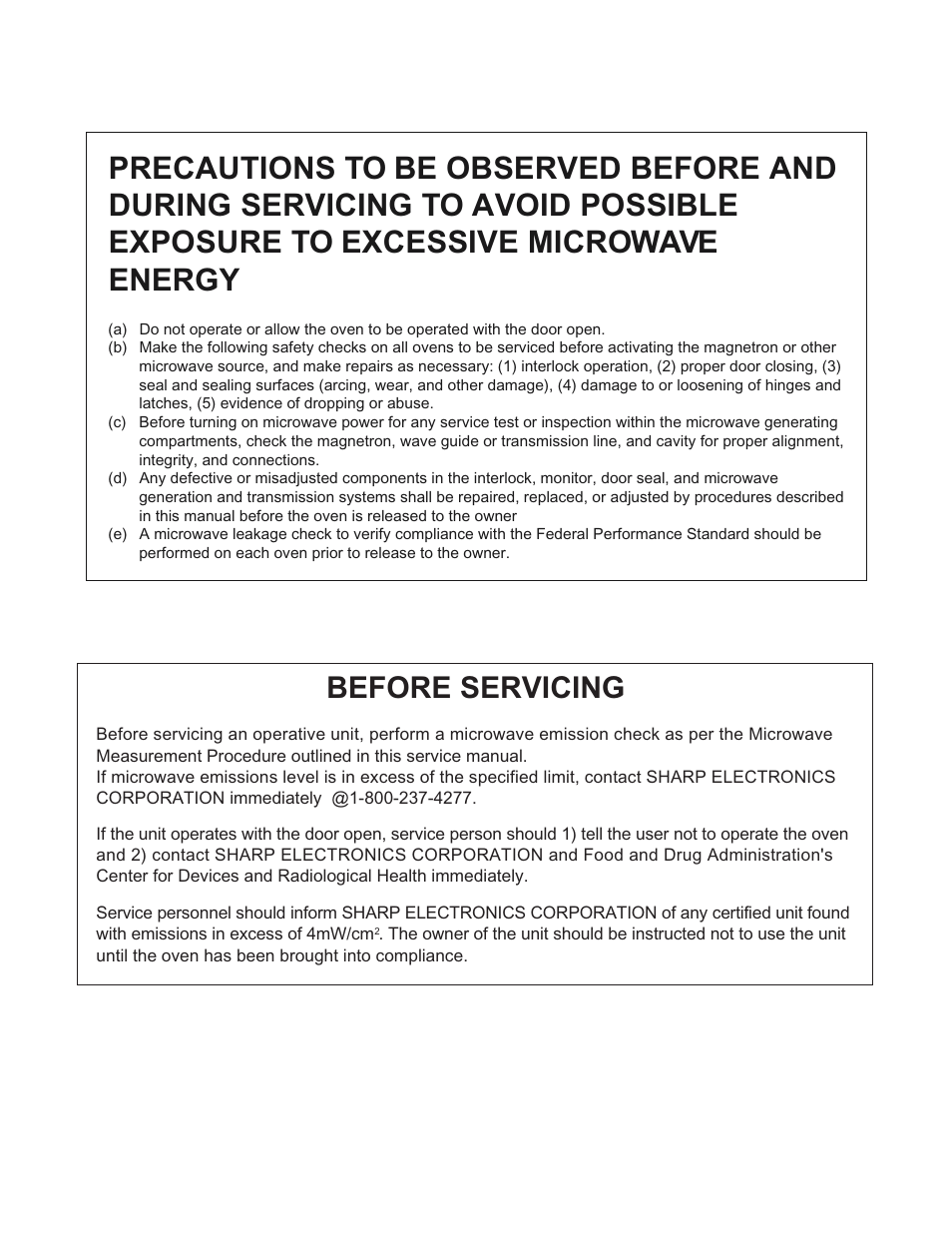 Before servicing | Sharp Carousel R-305KS User Manual | Page 3 / 40