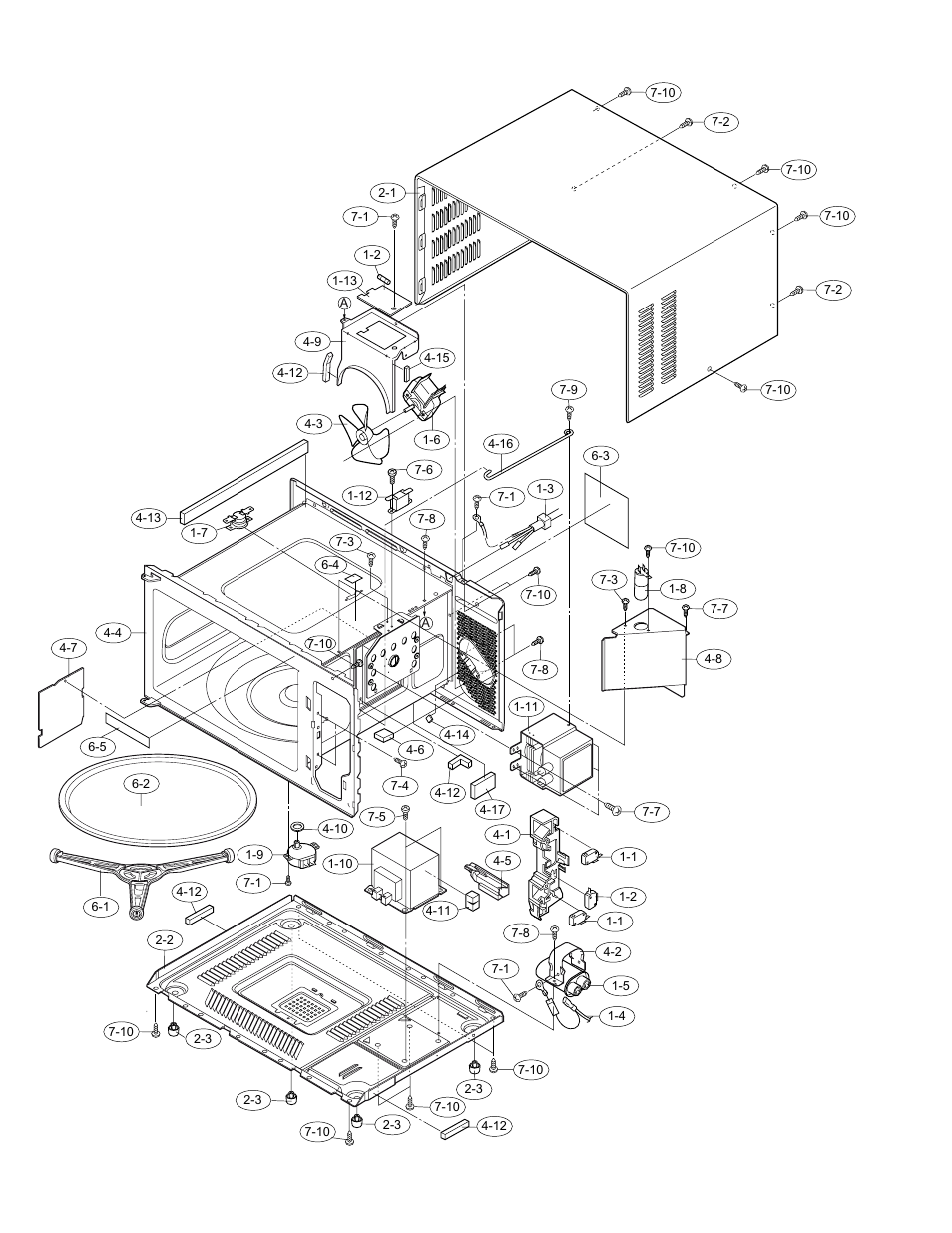 Oven parts, 1] oven parts, R305ks | Sharp Carousel R-305KS User Manual | Page 36 / 40