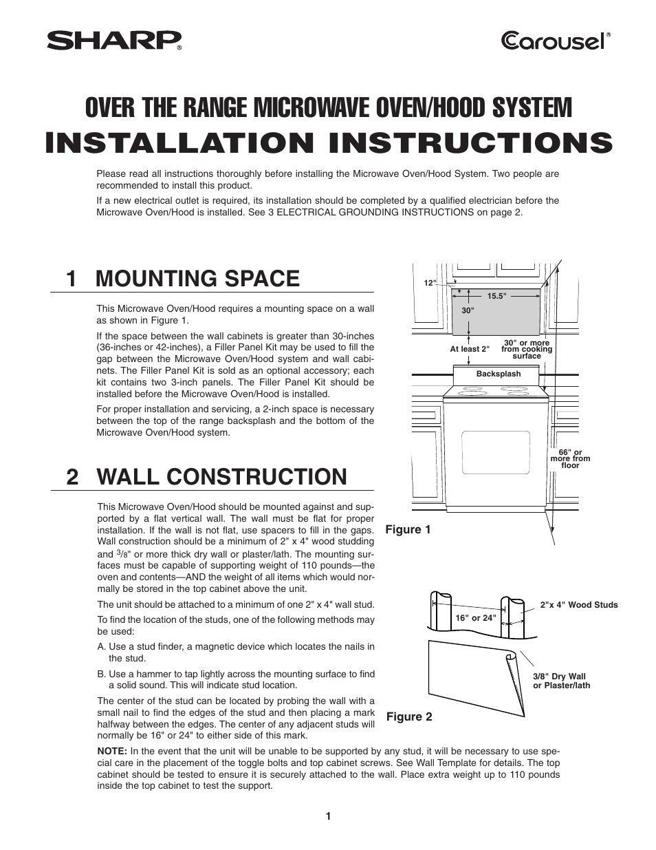 Sharp Carousel R-305KS User Manual | 8 pages