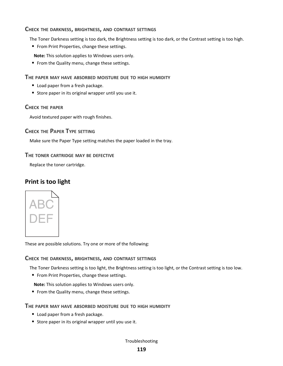 Print is too light | Lexmark E260dn User Manual | Page 119 / 142
