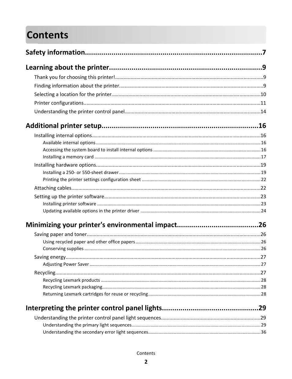 Lexmark E260dn User Manual | Page 2 / 142