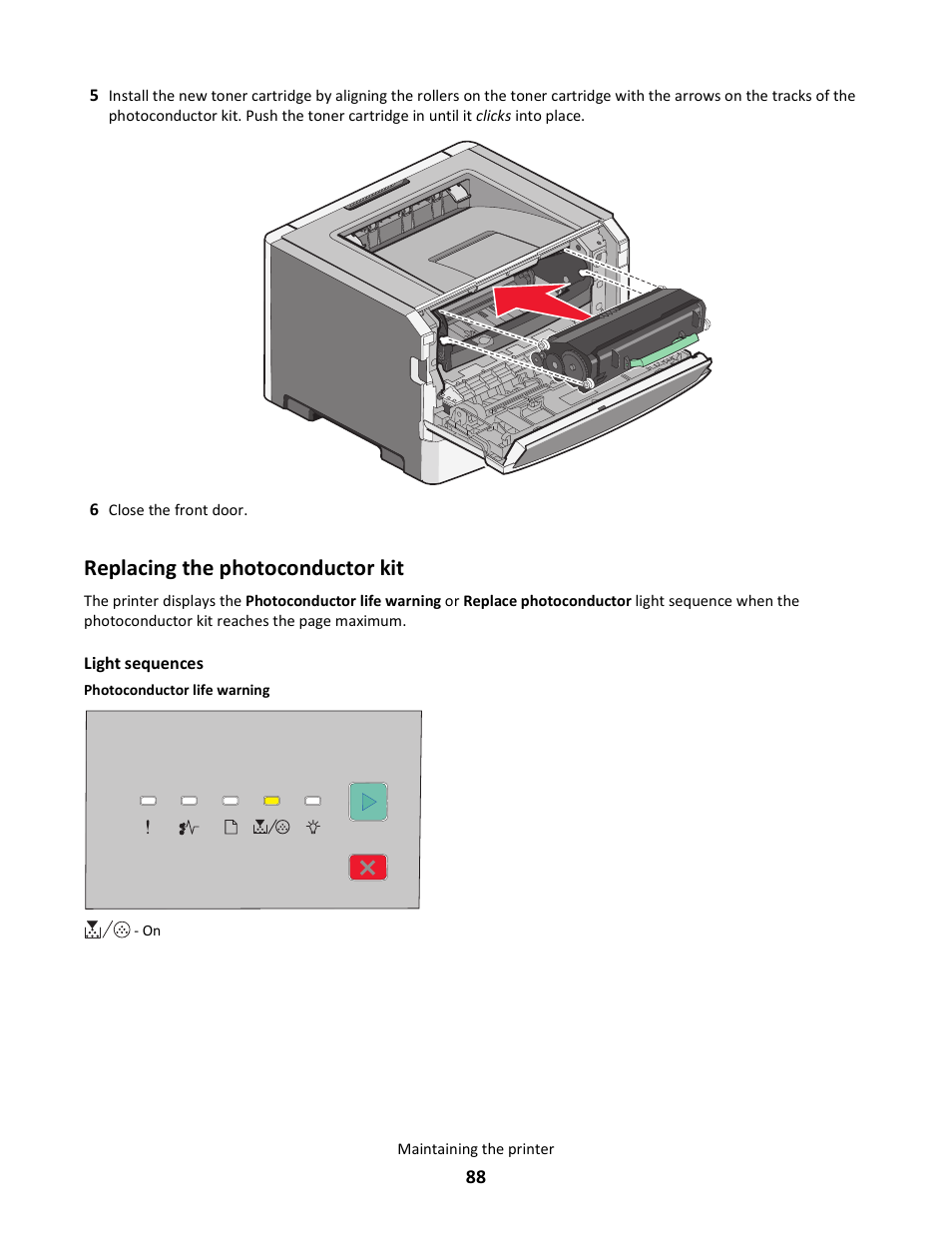 Replacing the photoconductor kit | Lexmark E260dn User Manual | Page 88 / 142