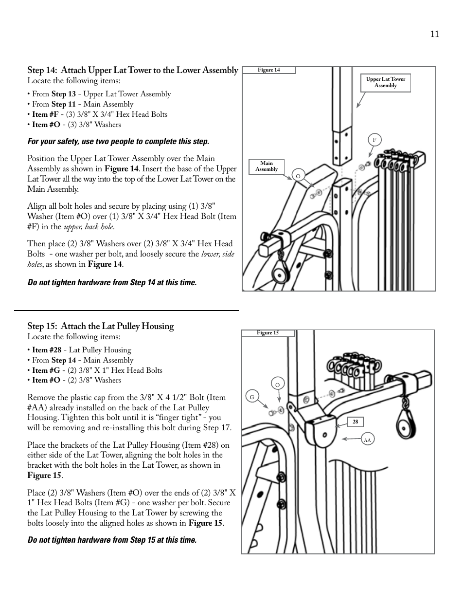 Step 15: attach the lat pulley housing | Bowflex Xtreme 2 User Manual | Page 13 / 23