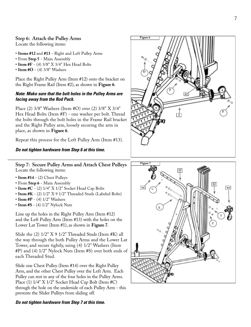 7step 6: attach the pulley arms | Bowflex Xtreme 2 User Manual | Page 9 / 23