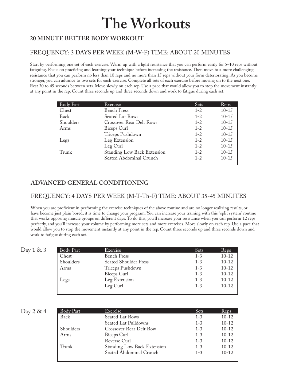 The workouts | Bowflex Xtreme 2 User Manual | Page 11 / 73