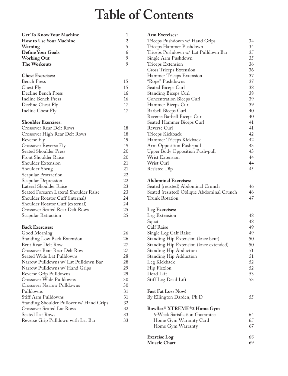 Bowflex Xtreme 2 User Manual | Page 2 / 73
