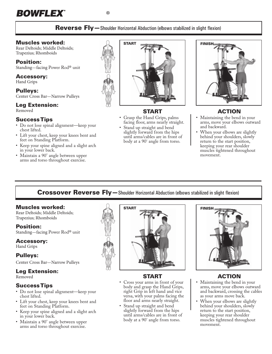 Shoulder exercises, Xtreme, Reverse fly | Crossover reverse fly | Bowflex Xtreme 2 User Manual | Page 21 / 73