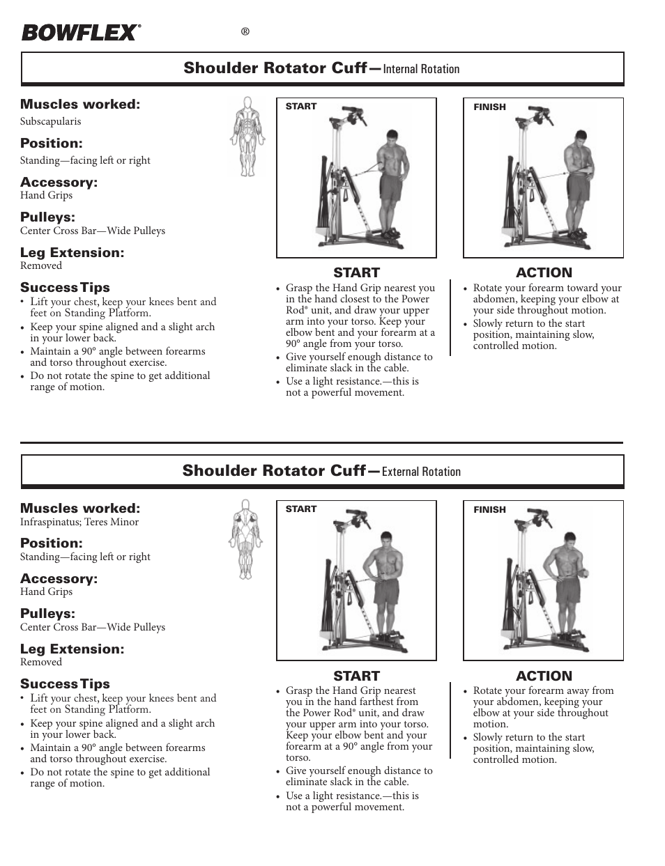 Shoulder exercises, Xtreme, Shoulder rotator cuff | Bowflex Xtreme 2 User Manual | Page 26 / 73