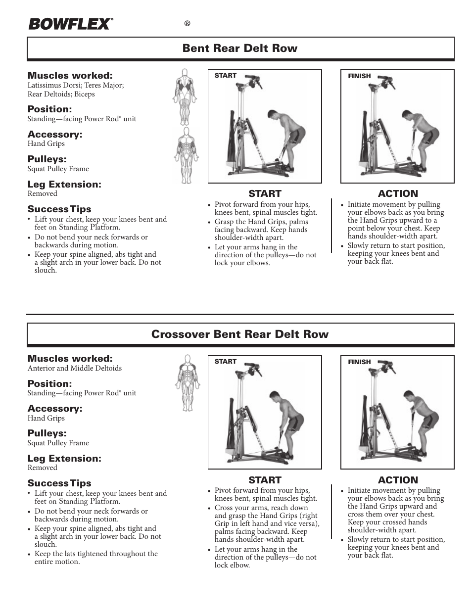 Back exercises, Xtreme, Bent rear delt row crossover bent rear delt row | Bowflex Xtreme 2 User Manual | Page 29 / 73