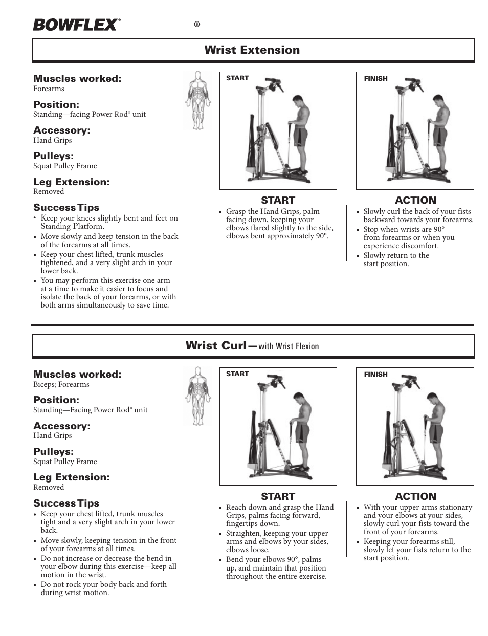 Arm exercises, Xtreme, Wrist extension wrist curl | Bowflex Xtreme 2 User Manual | Page 46 / 73